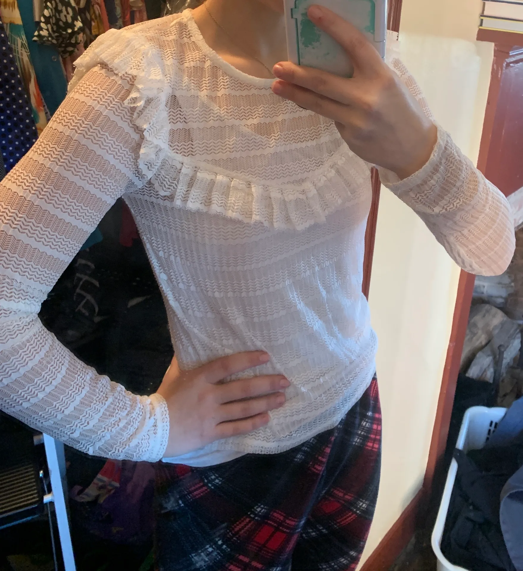 White See Through Ruffled Shirt - Image 2