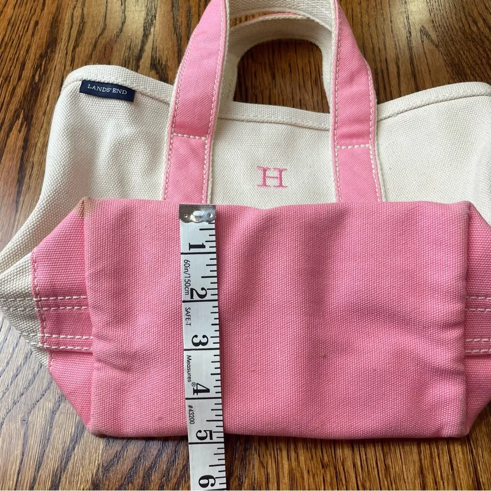 Lands' End Pink and Cream Canvas Tote - Image 5