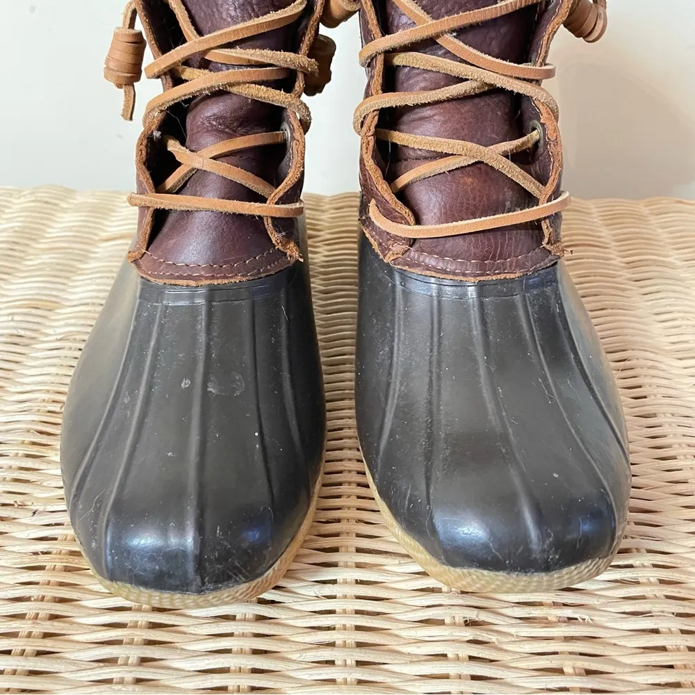 Sperry Saltwater Waterproof Duck Rain Boots Brown Leather size 8 women’s - Image 9