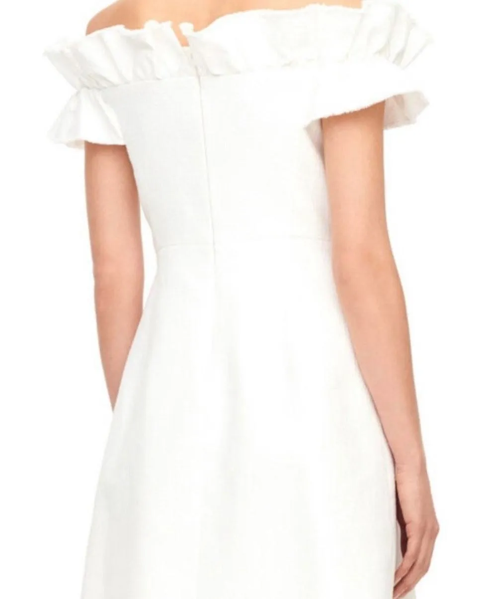 White Off Shoulder Dress - Ruffle - Image 2