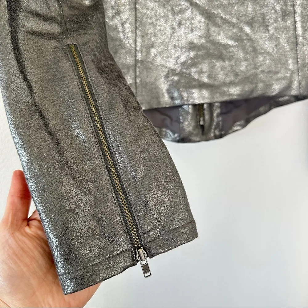 TROUVE Jacket Sz Small Sliver/Gold Metallic Blazer Party Date Club Fitted Zip Silver - Image 5