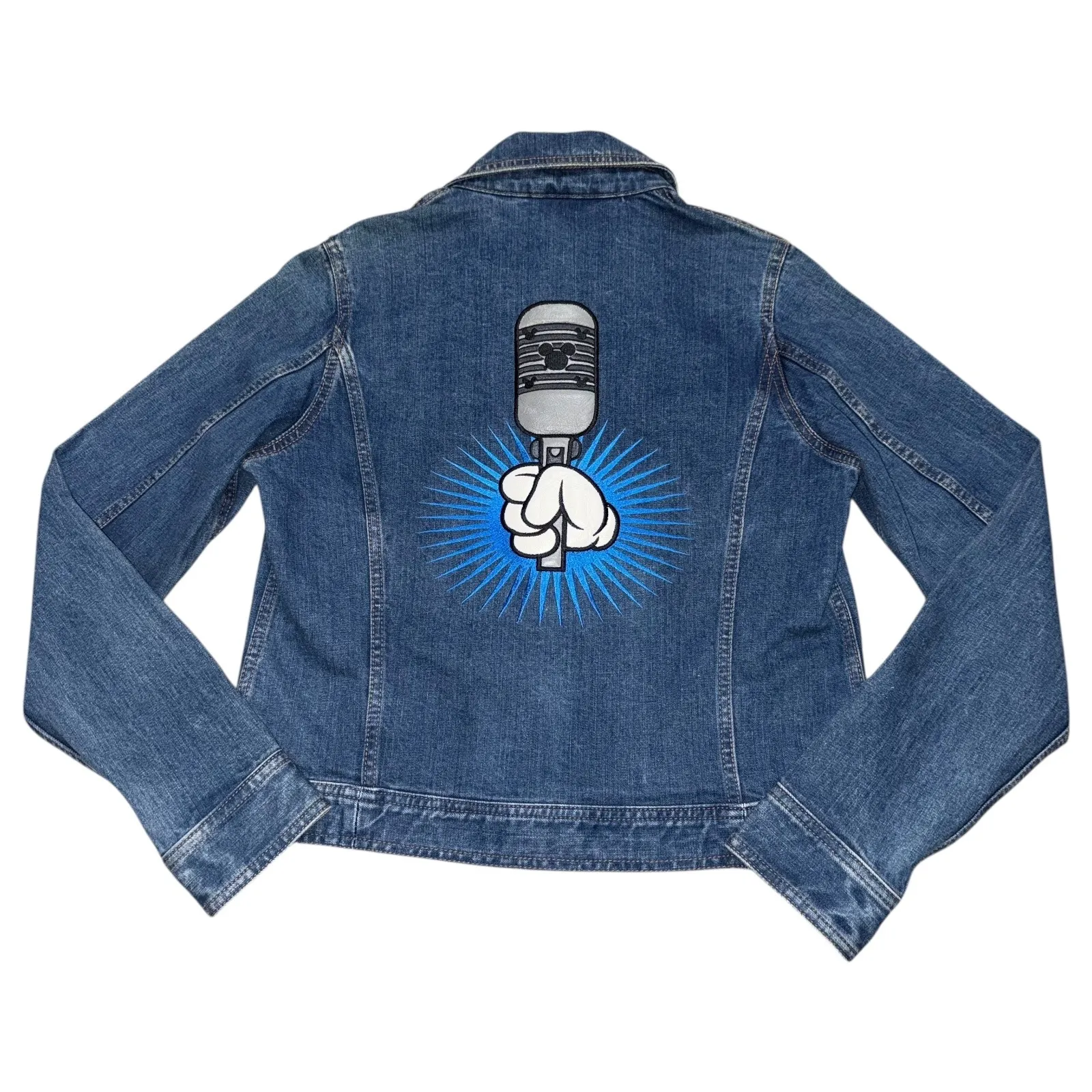 Disney Parks Hollywood Studios American Idol Denim Jean Jacket Microphone Size S Blue - Image 2