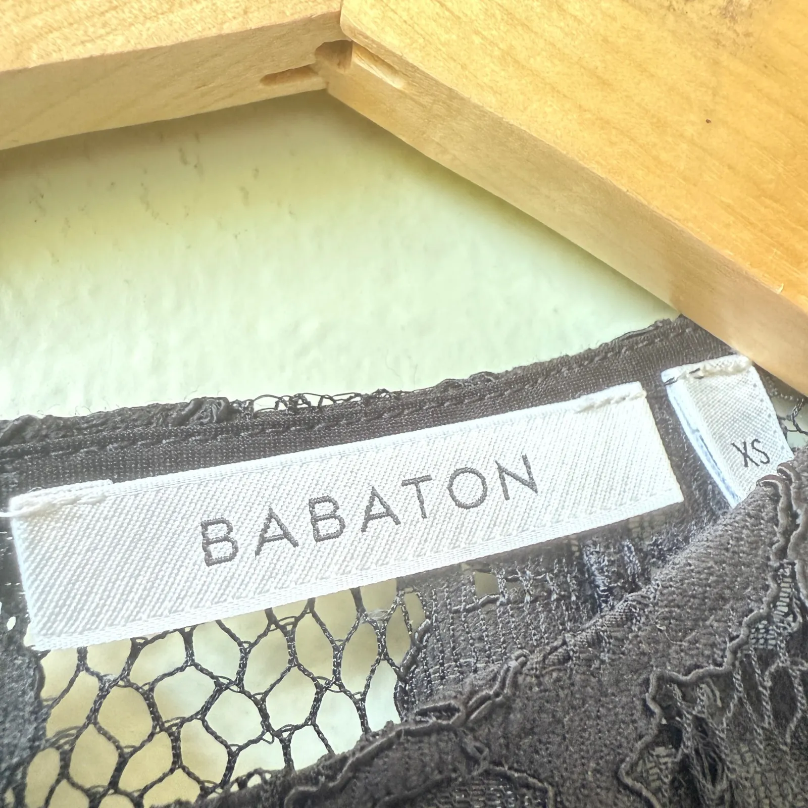 Babaton Black Floral Lace‎ Long Sleeve Top Blouse Sheer XS - Image 4