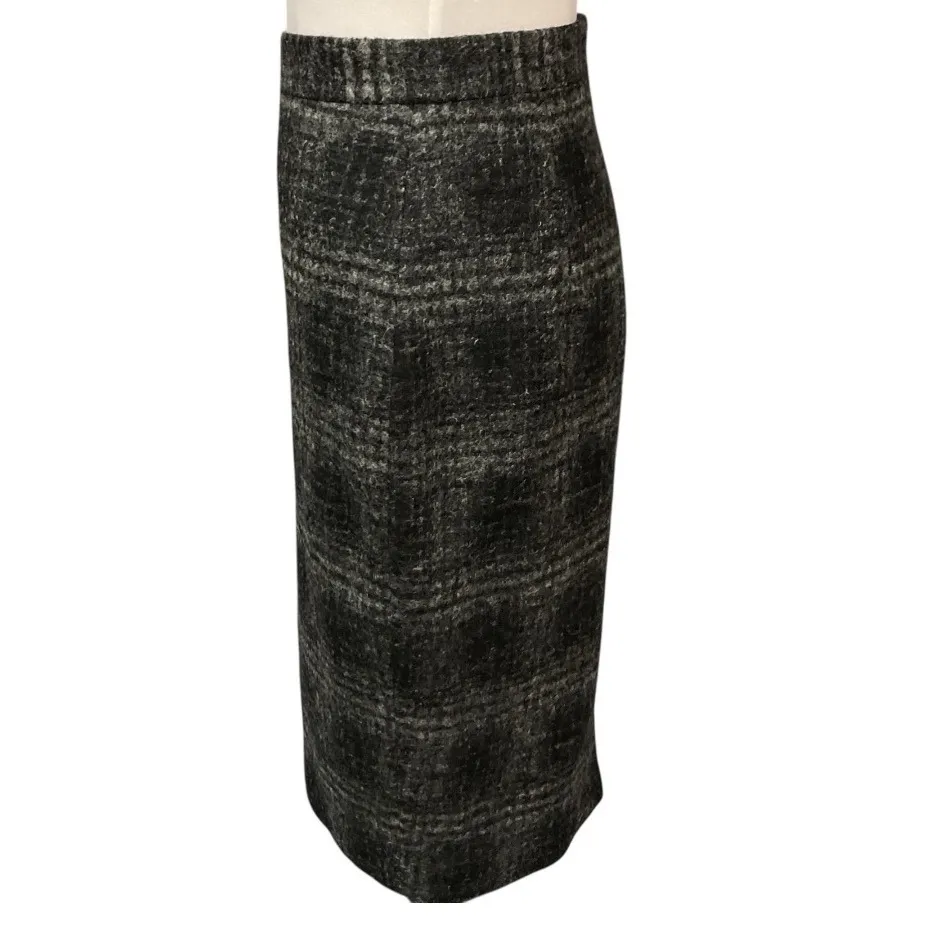 Banana Republic Women's Plaid Pattern Midi Straight Pencil Skirt Black Gray Sz 4 - Image 4