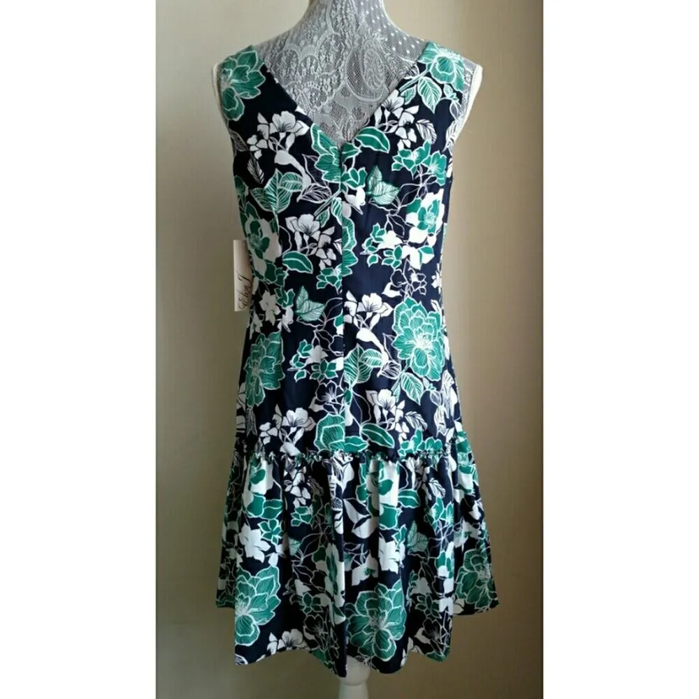 Eliza J Floral Print V-Back Dress - Size 4 - NWT - Image 3