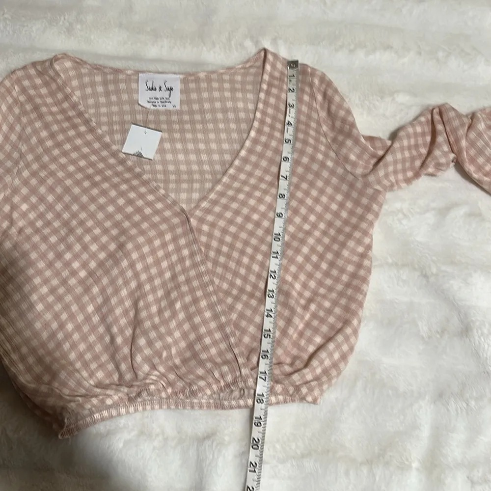 NWT Sadie & Sage XS cropped gingham top Pink - Image 7