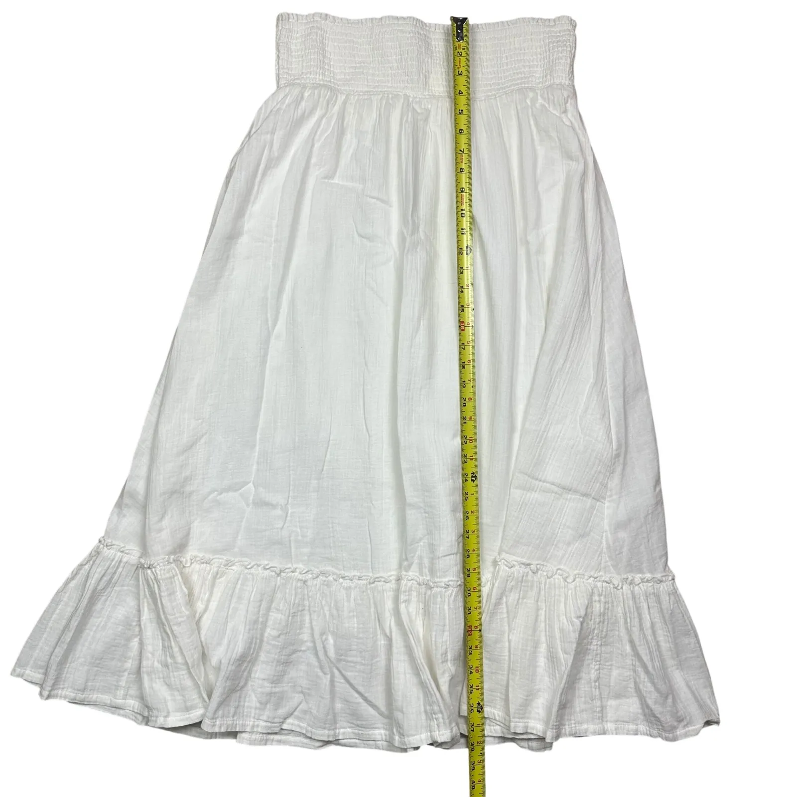 NWT Quince White Organic Cotton Gauze Smocked Maxi Skirt Boho Festival Casual L - Image 8