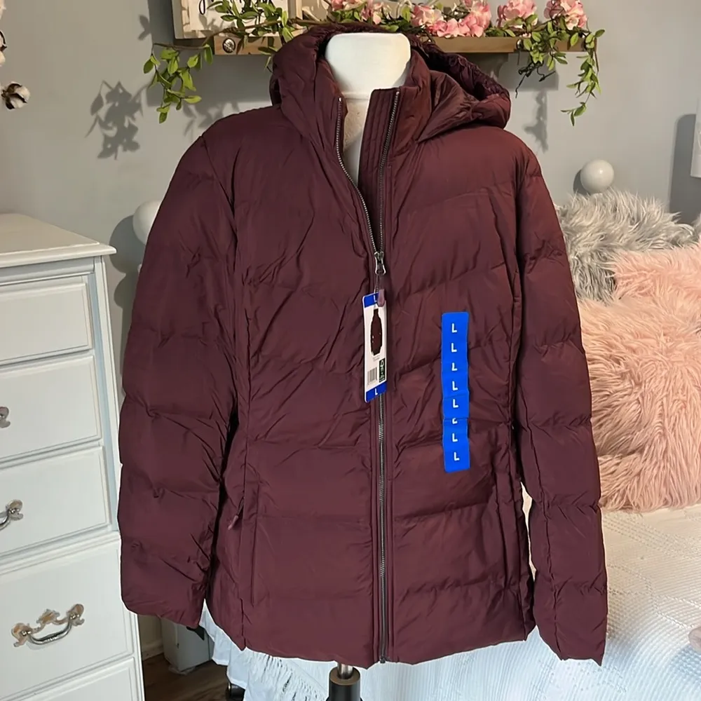 Puffer Coat Hooded Maroon Jacket Ski Burgundy 32 Degrees Womens Large - Image 2