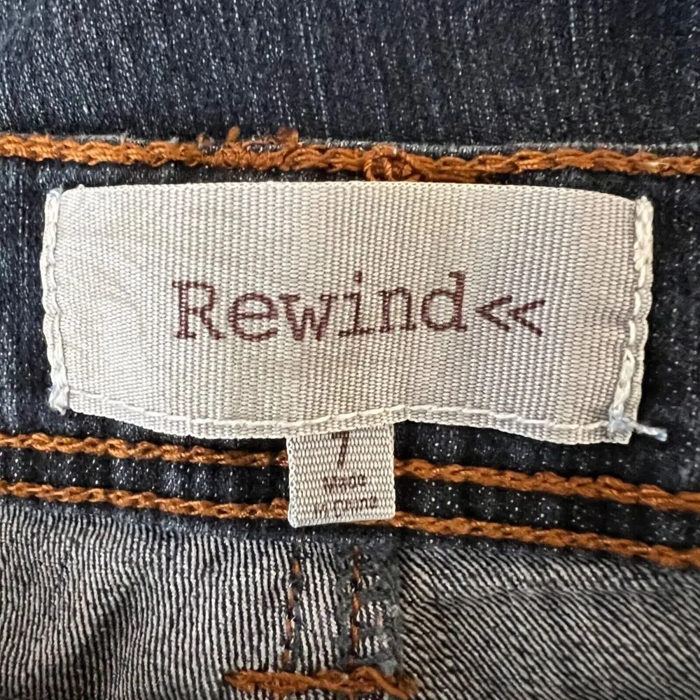 Rewind Womens Denim Blue Jeans Pants Lightweight Dark Wash Straight Leg Size 7 - Image 7