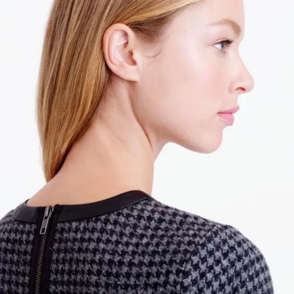 J..Crew wool houndstooth leather Tweed shift dress - Image 7