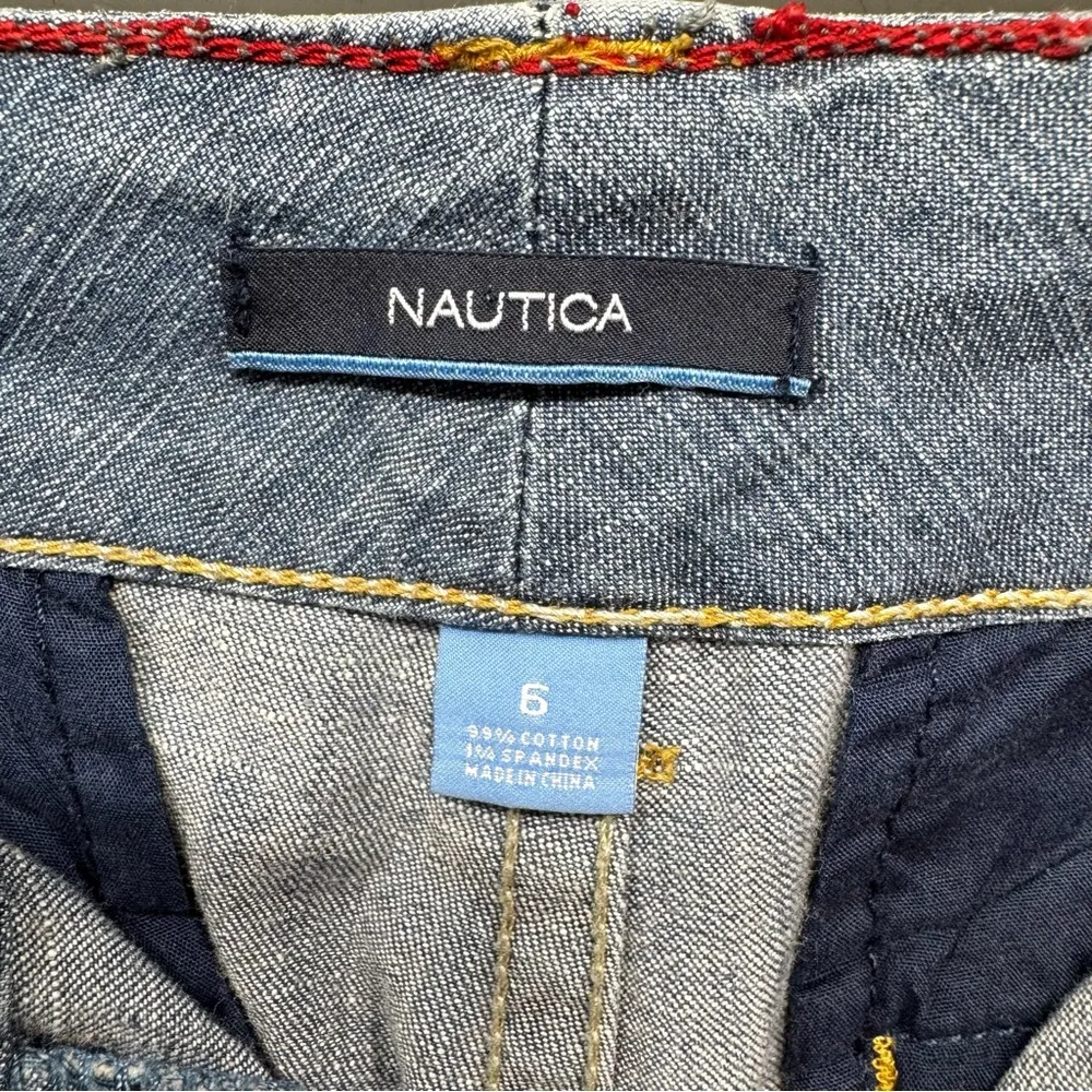 Nautica Wide Leg Jeans Lightweight Chambray Denim Cuffed Hems Prep Indie Sleaze - Image 11