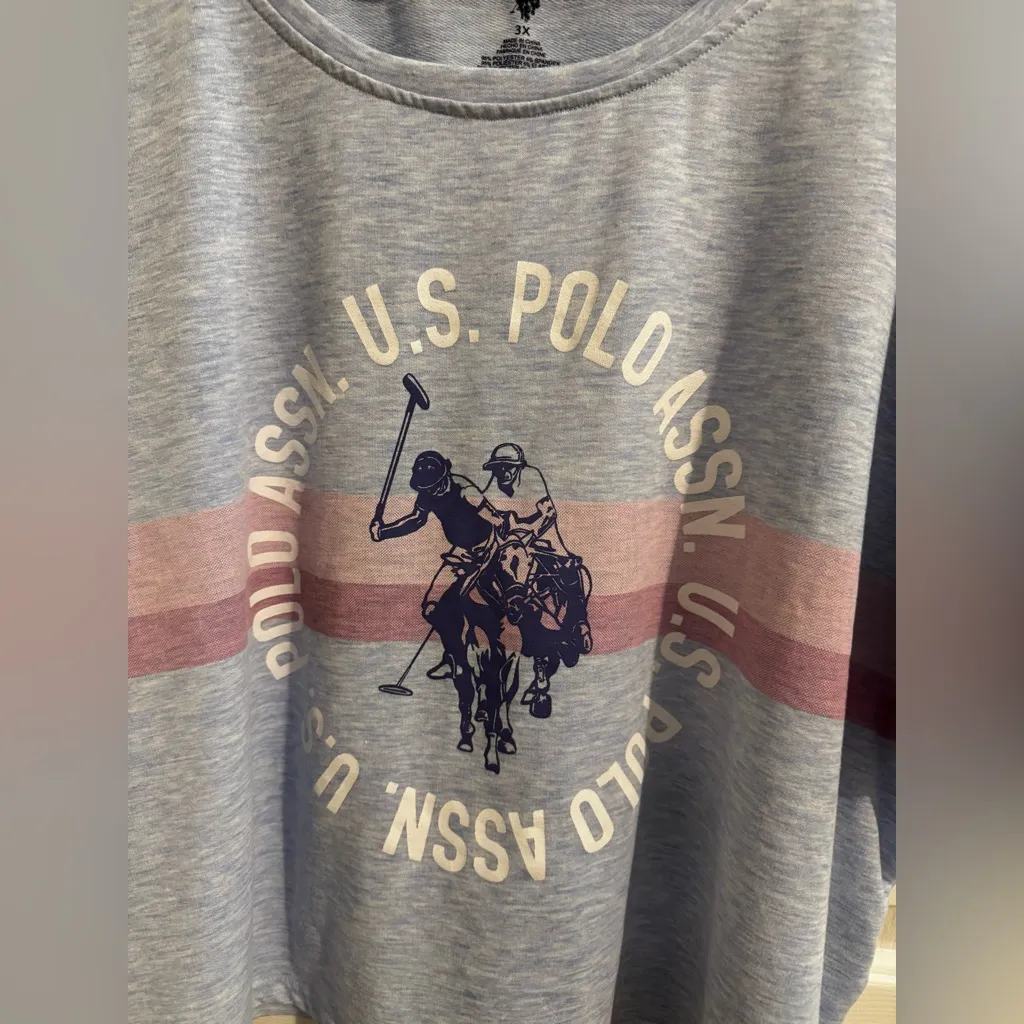 U.S. Polo Association Crop Tshirt Blue Plus 3X - Image 2