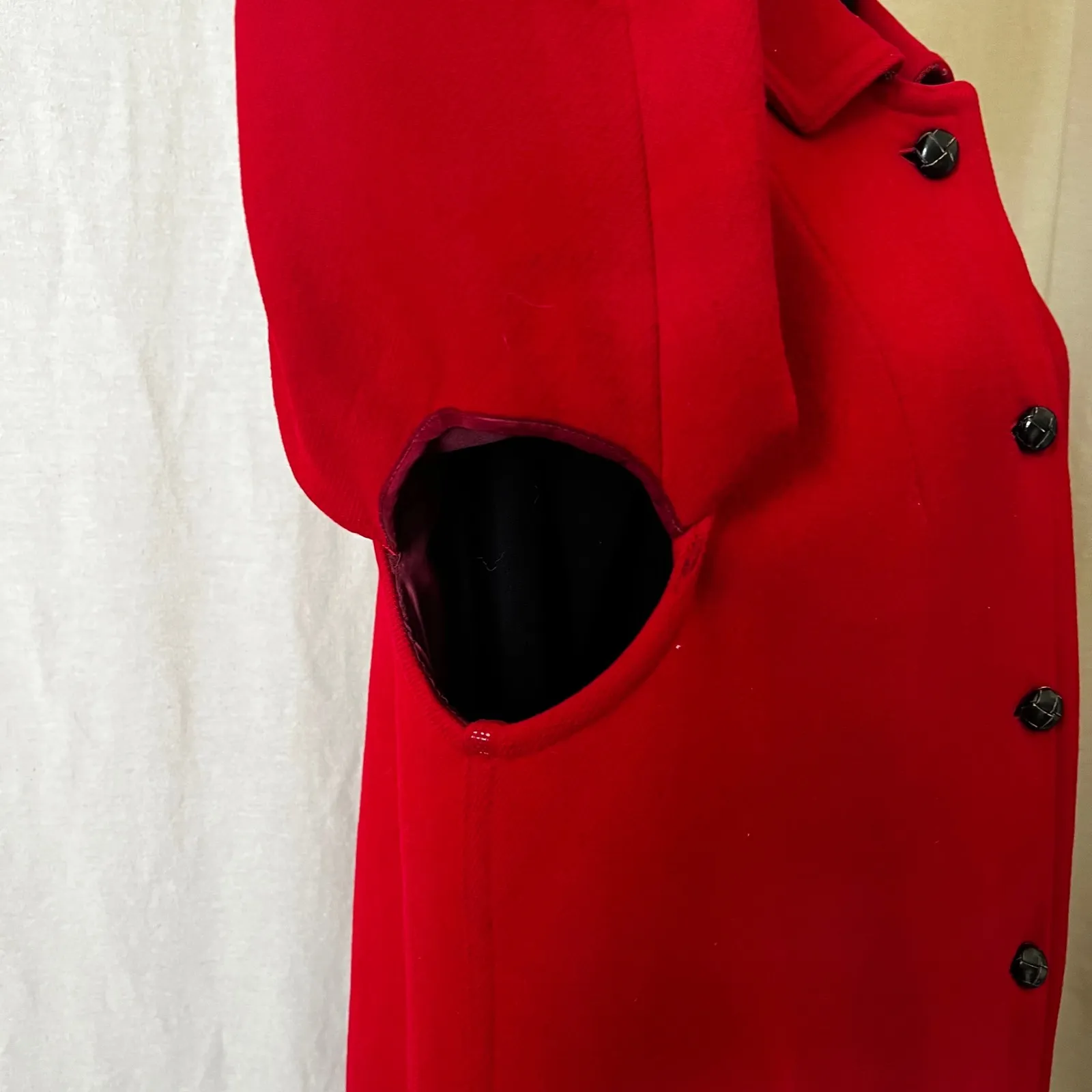 Vintage Red Austrian Loden Wool Coat Salko Salzburg L/XL 50" Long Statement Coat Size L - Image 5