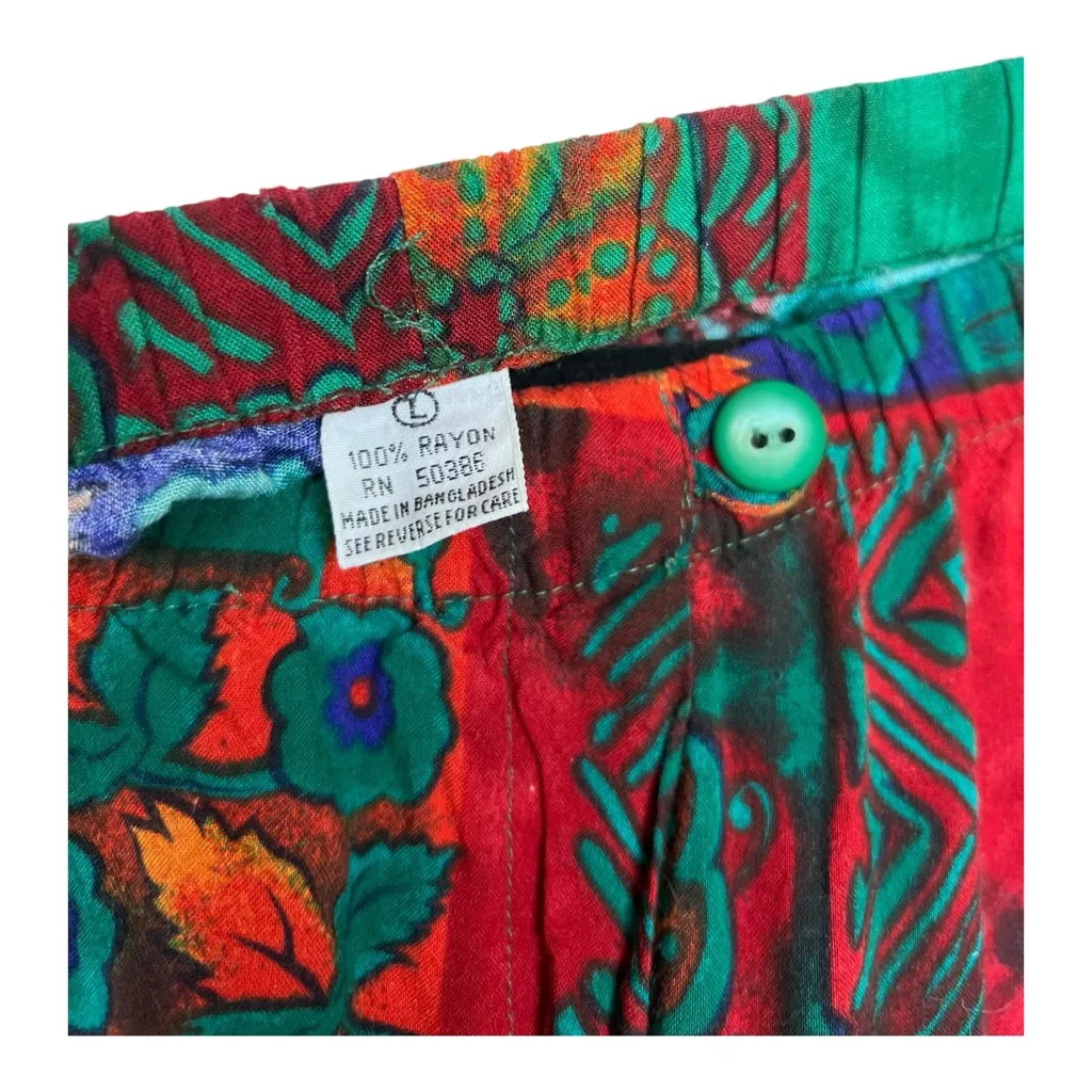 Vintage 80s Abstract Print Geometric Women's Slouchy Pants Size L Red Size L - Image 3