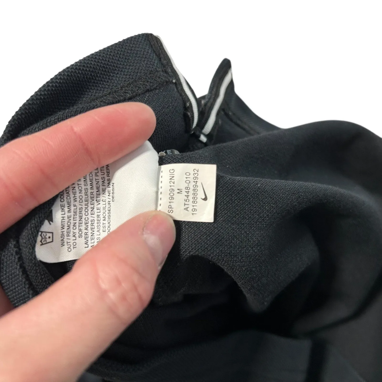 Nike Polo Shirt Womens Medium Black Cropped Embroidered Swoosh Stripe Sleeve - Image 6