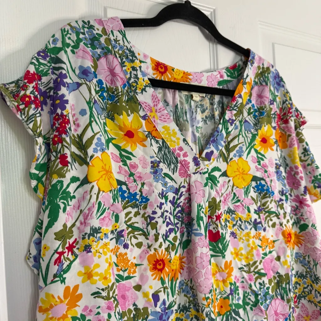 Cynthia Rowley Multicolor Floral V-Neck Blouse 2X - Image 4