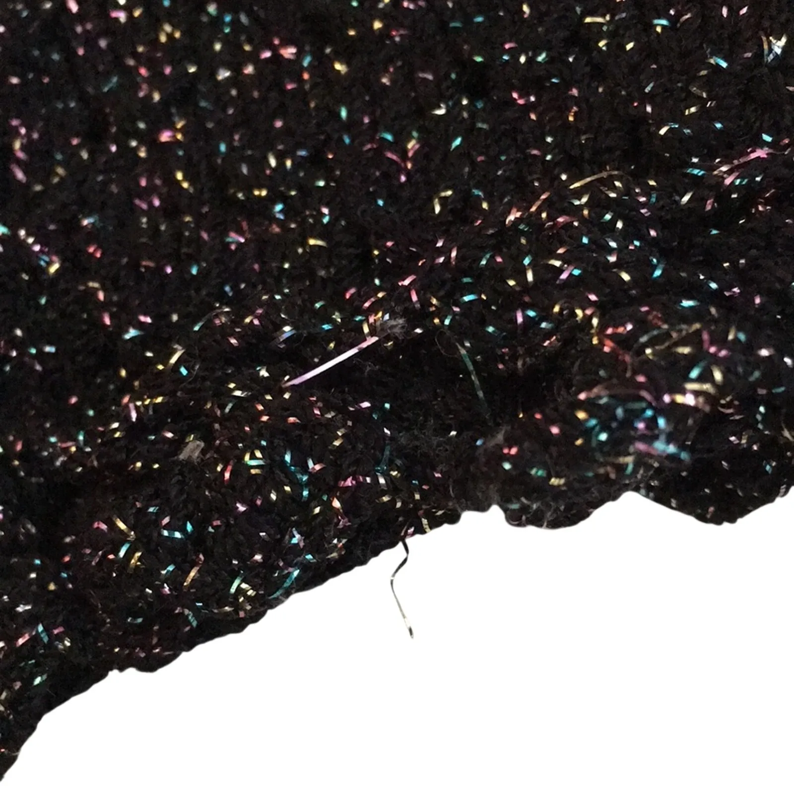 Vintage black and rainbow sparkle knit and crochet black cardigan size L Size L - Image 8