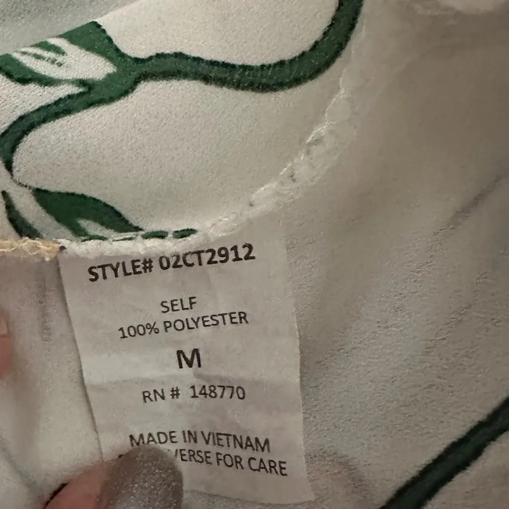 Floral Tie-Front Tank Sleeveless Blouse White Yellow Flowers Medium - Image 6