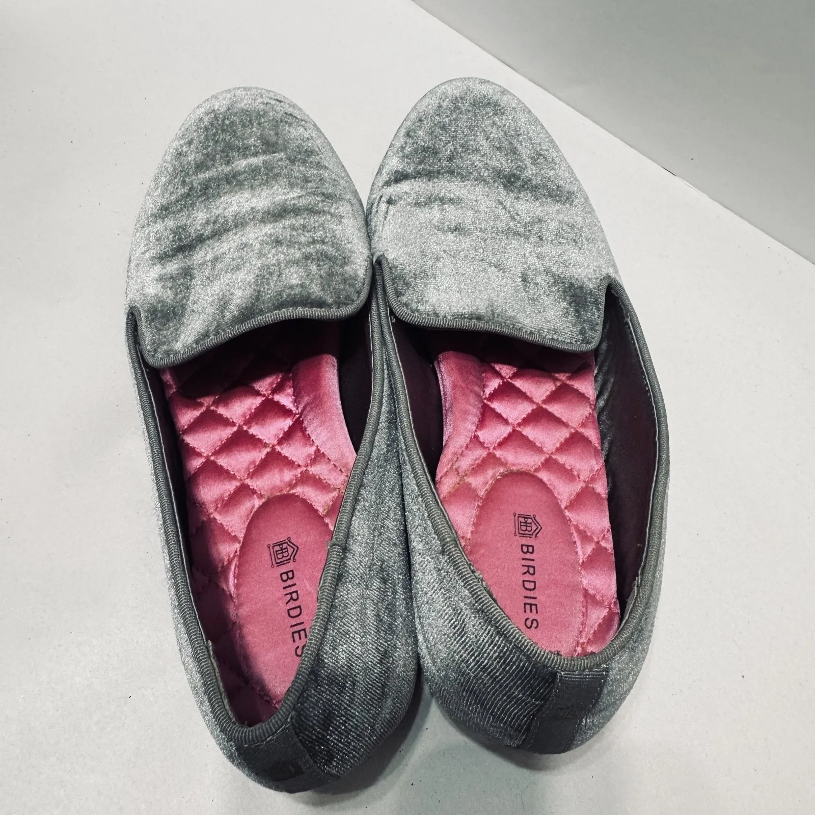Birdies Flats Womens sz 6 The Starling Gray Velvet Comfort Shoes Loafers - Image 2