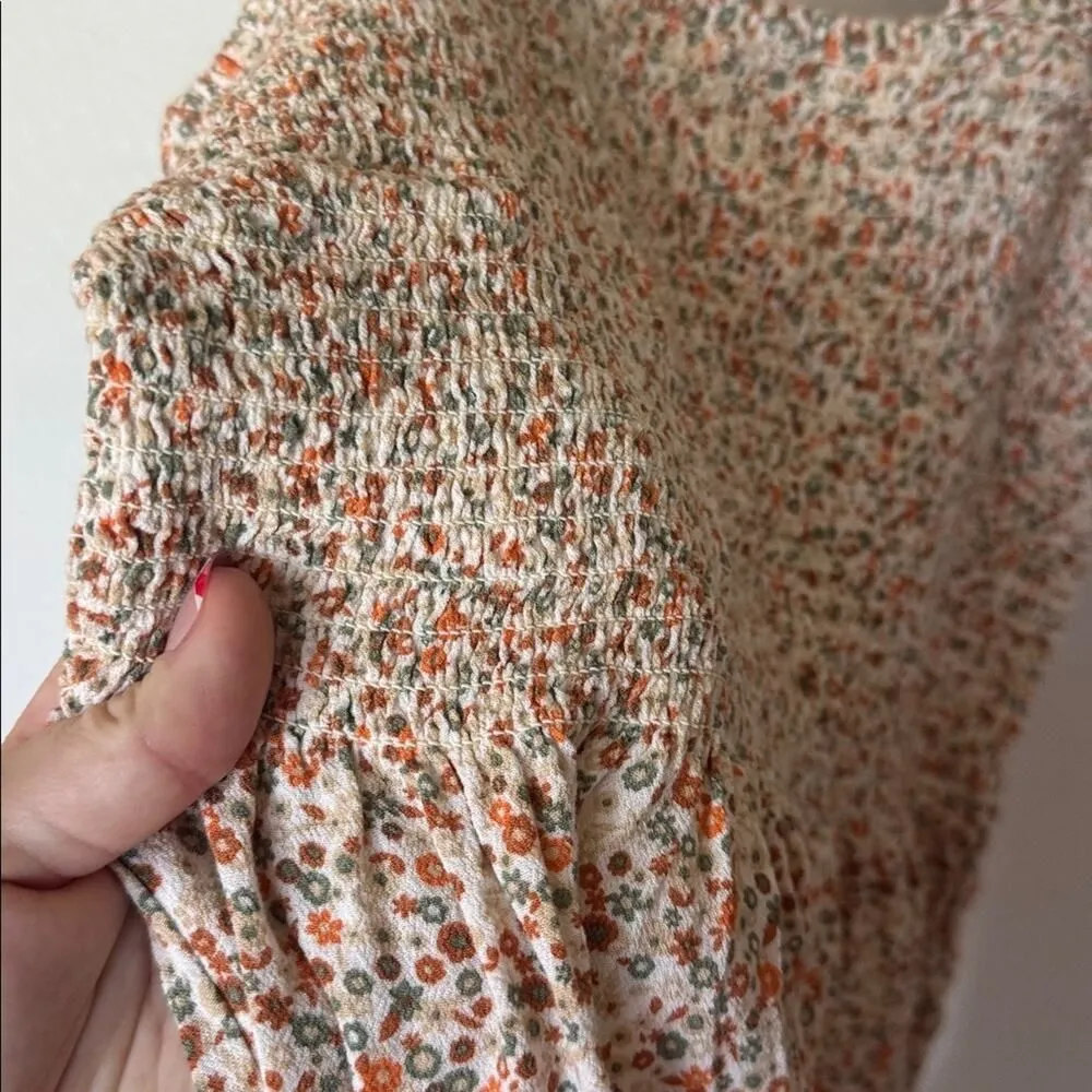 Aerie Floral Smocked Pleated Midi Dress - Image 10