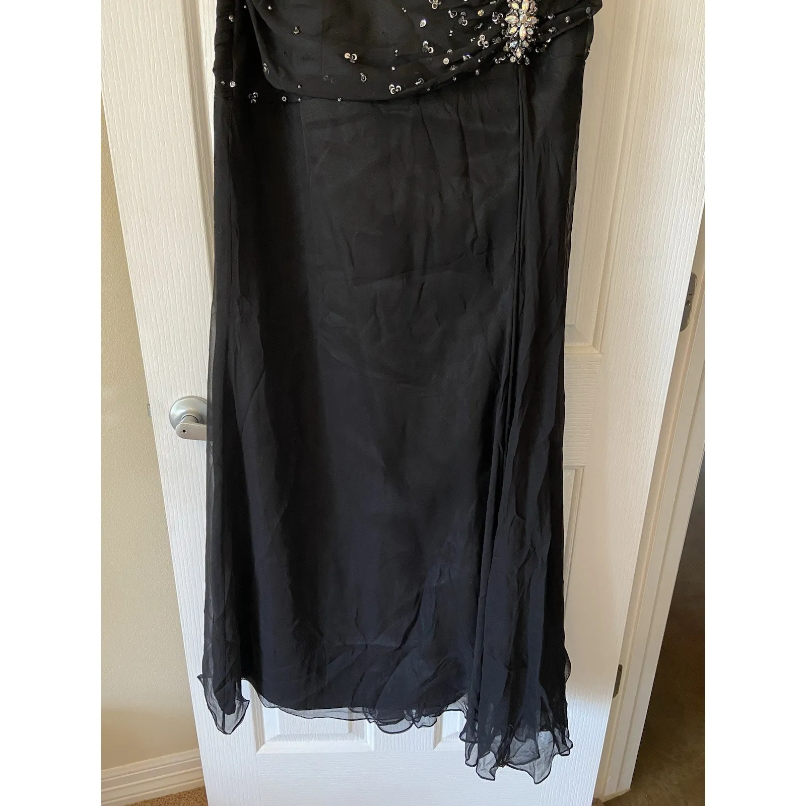 Alfred Angelo Black Sequin Encrusted Ruched Bodice Formal Gown Dress 16W NEW NWT - Image 3