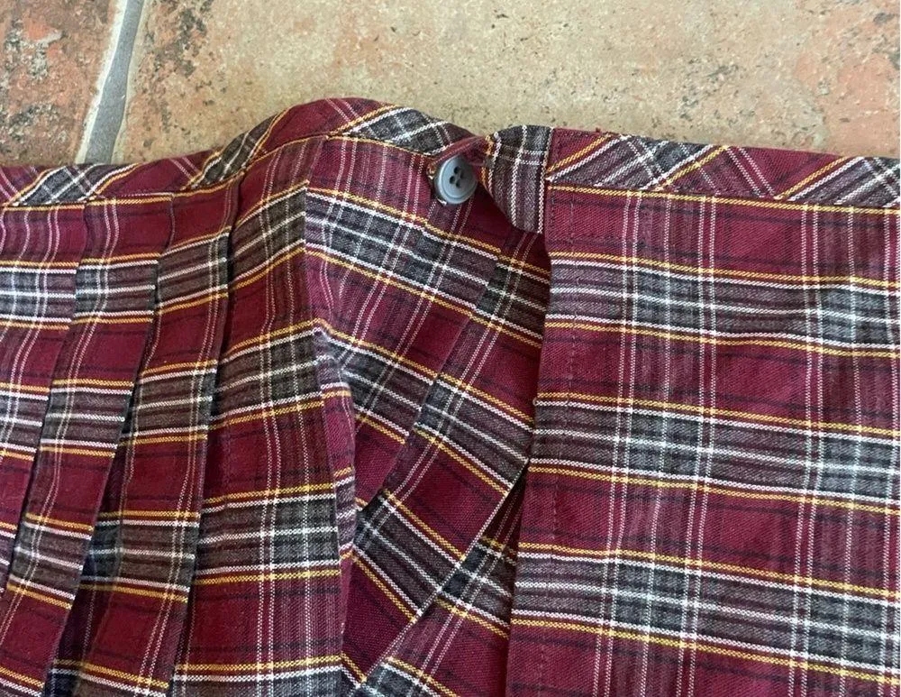 Red Pleated Plaid Wrap Mini Skirt Size Juniors 16 - Image 8