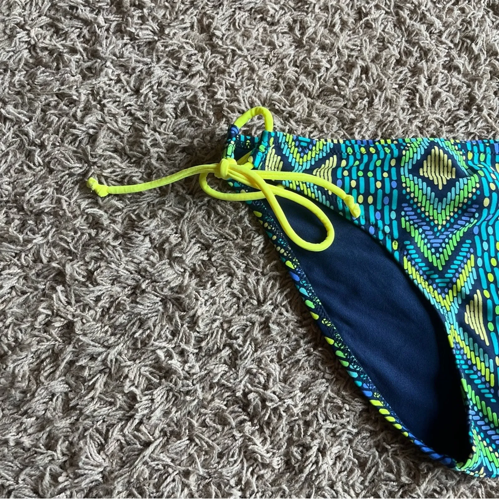 American Eagle Blue / Yellow Printed Swim Bikini Bottom Size Medium - Image 7