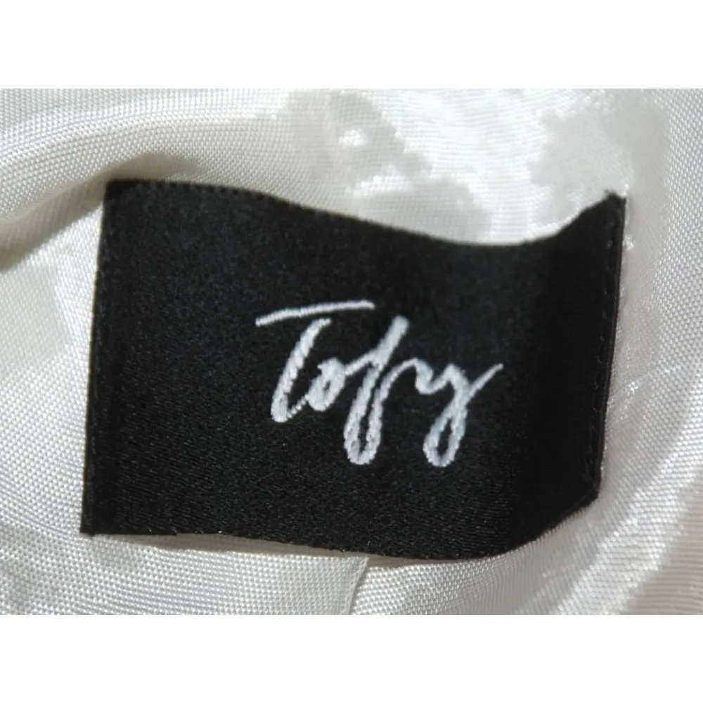 Tofy Tan Hawaiian Floral Jacket Size 8 Flax Blend Shoulder Pads Short Sleeves - Image 10