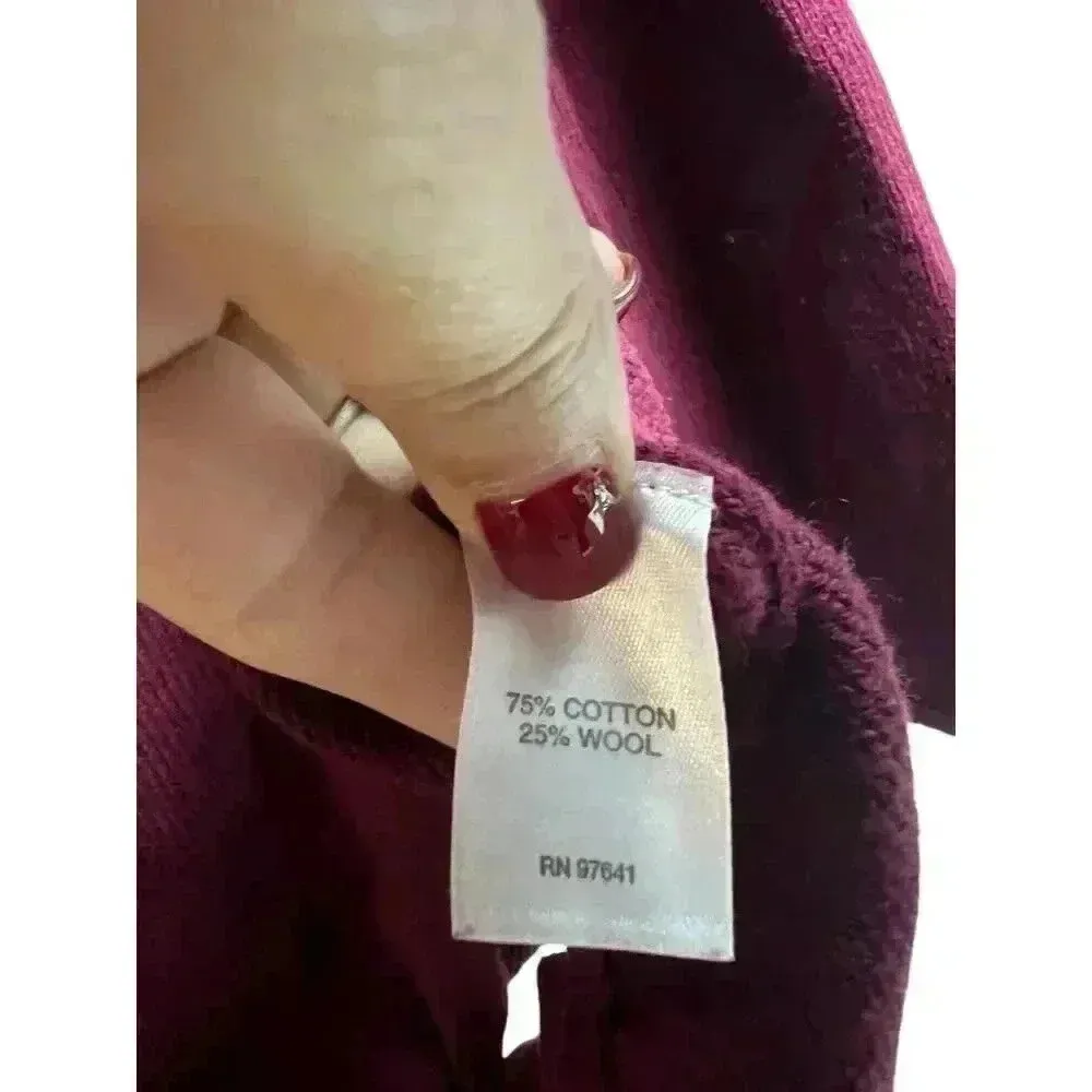 J.Jjill Pure Jill Medium Maroon Cotton/Wool Blend Sweater Front Tie Detail - Image 7