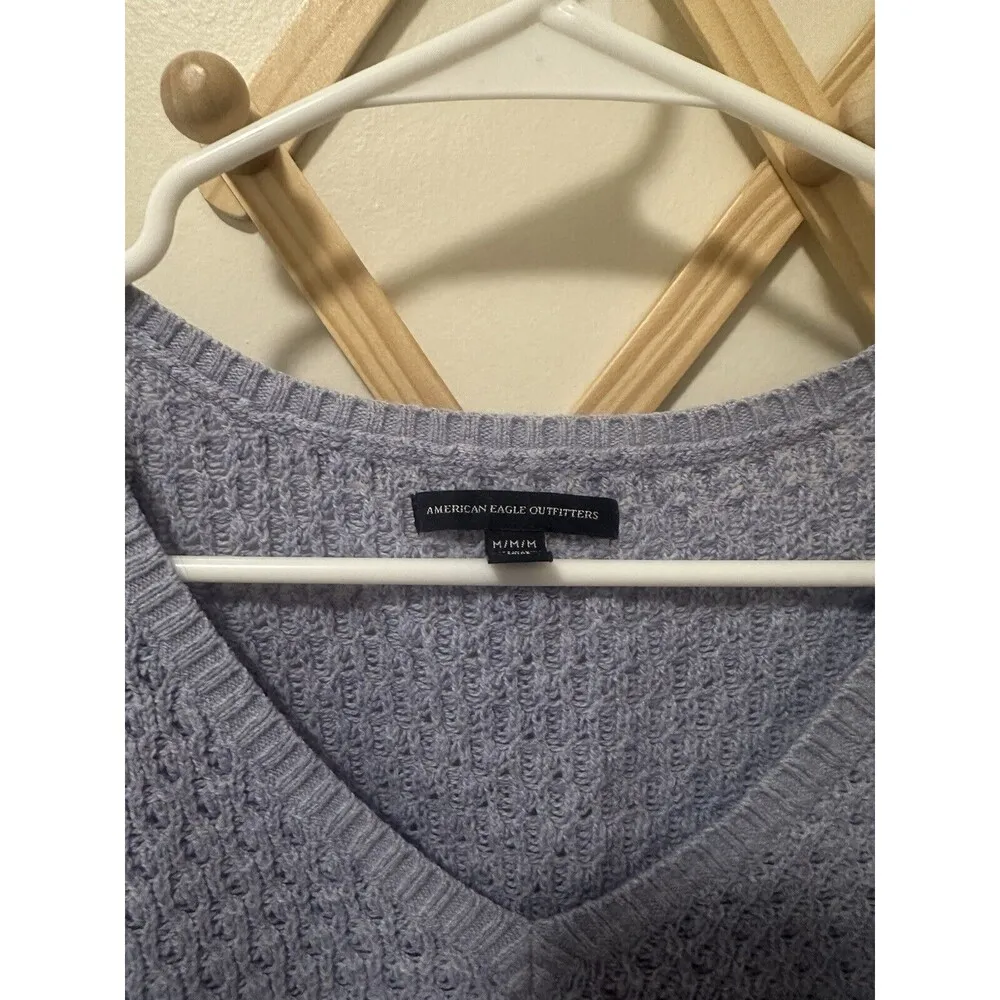 American Eagle Knit Sweater Women’s Size Medium Periwinkle Blue Purple Vintage - Image 2