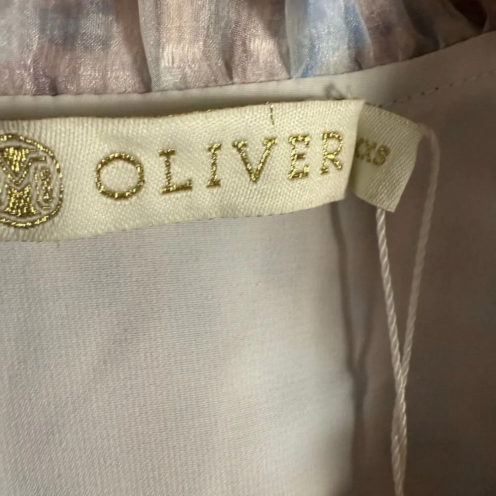 Marie Oliver Alana Floral Kaleidoscope Silk Long Sleeve Ruffled Mini Dress XXS - Image 12