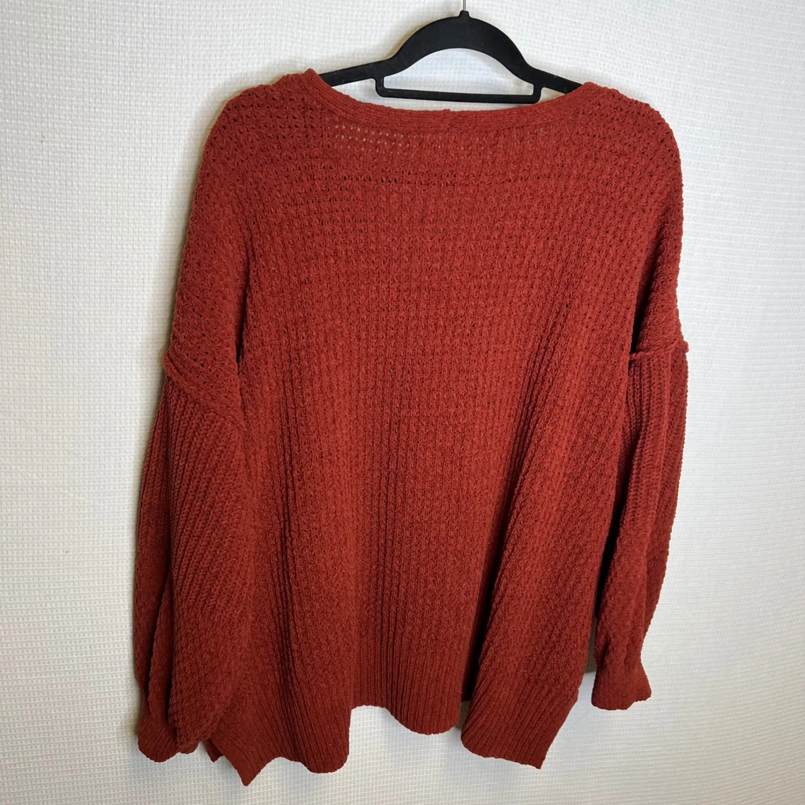 Maurices V Neck Textured Knit Sweater Rust Orange Plus Size 2X Long Sleeve - Image 4