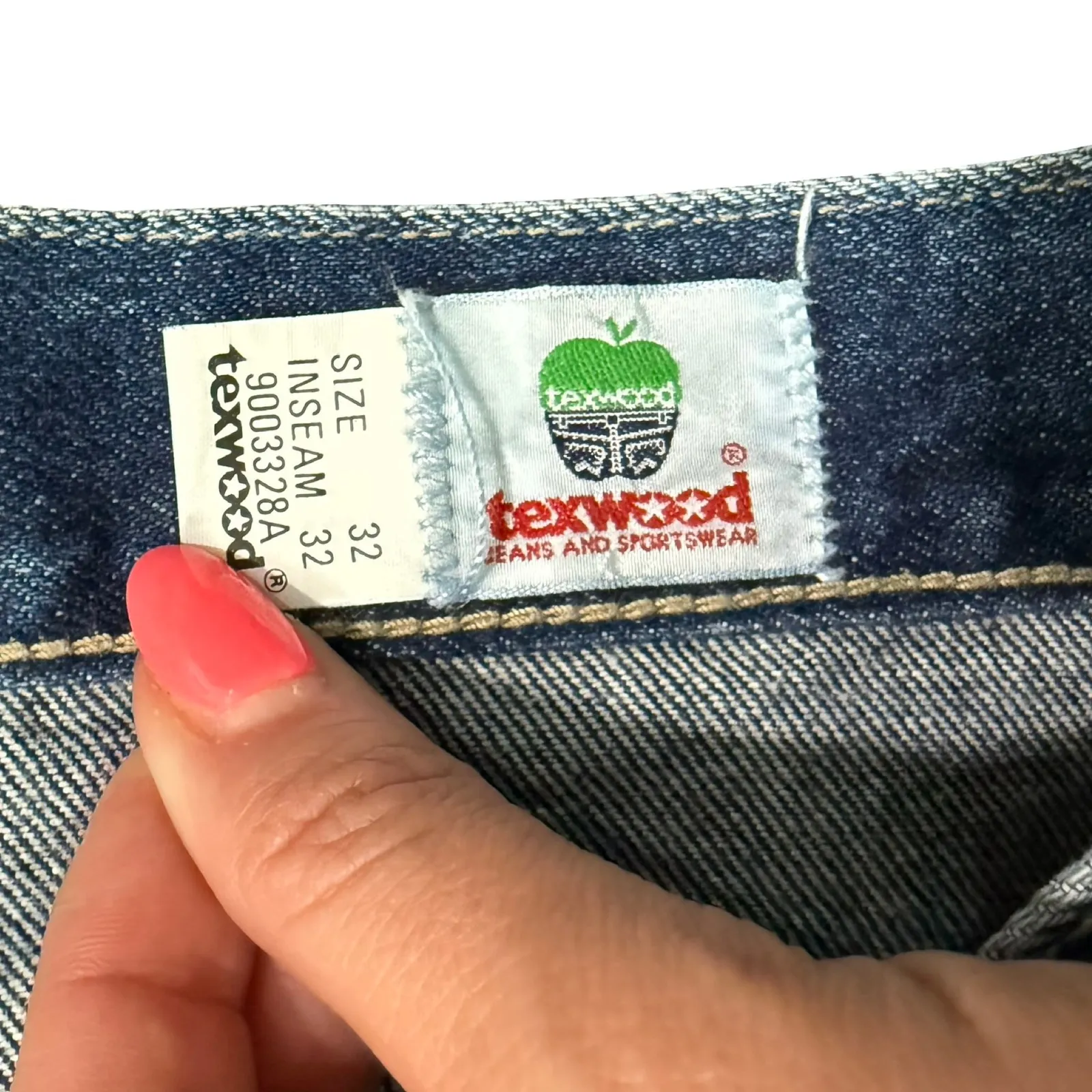 Vintage 90s Texwood Dark Wash Blue High Rise Mom Jeans Tapered Leg Size 32 - Image 5