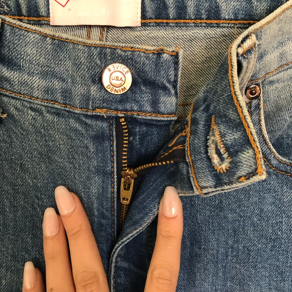 Revice Star Patch Light Wash Faded Denim Jeans Size 28 - Image 6