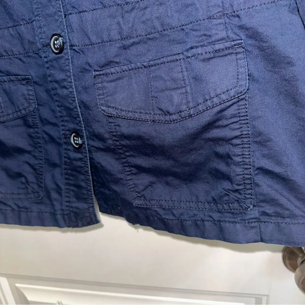 Talbots navy linen blend utility shirt jacket women S - Image 6