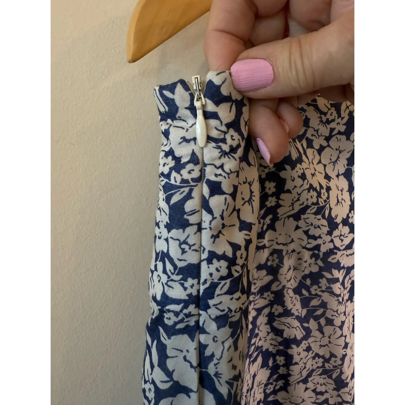 American Living Midi Skirt Floral Ruffle Hem Blue White Women's Plus Size 14 - Image 4