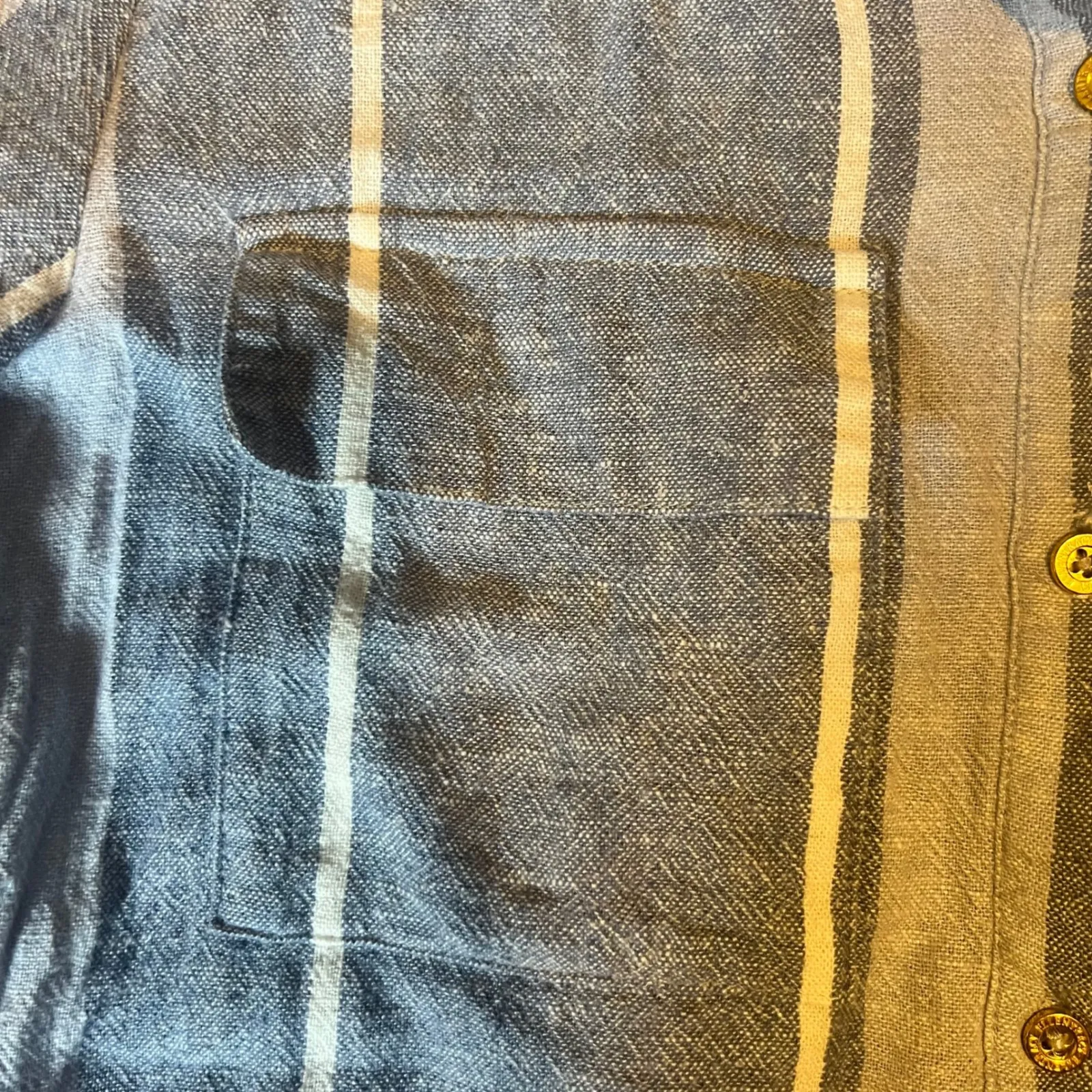 ELLEN TRACY Striped Linen Blend Tunic Shirt Dress Womens Small Roll Tab Sleeves - Image 3