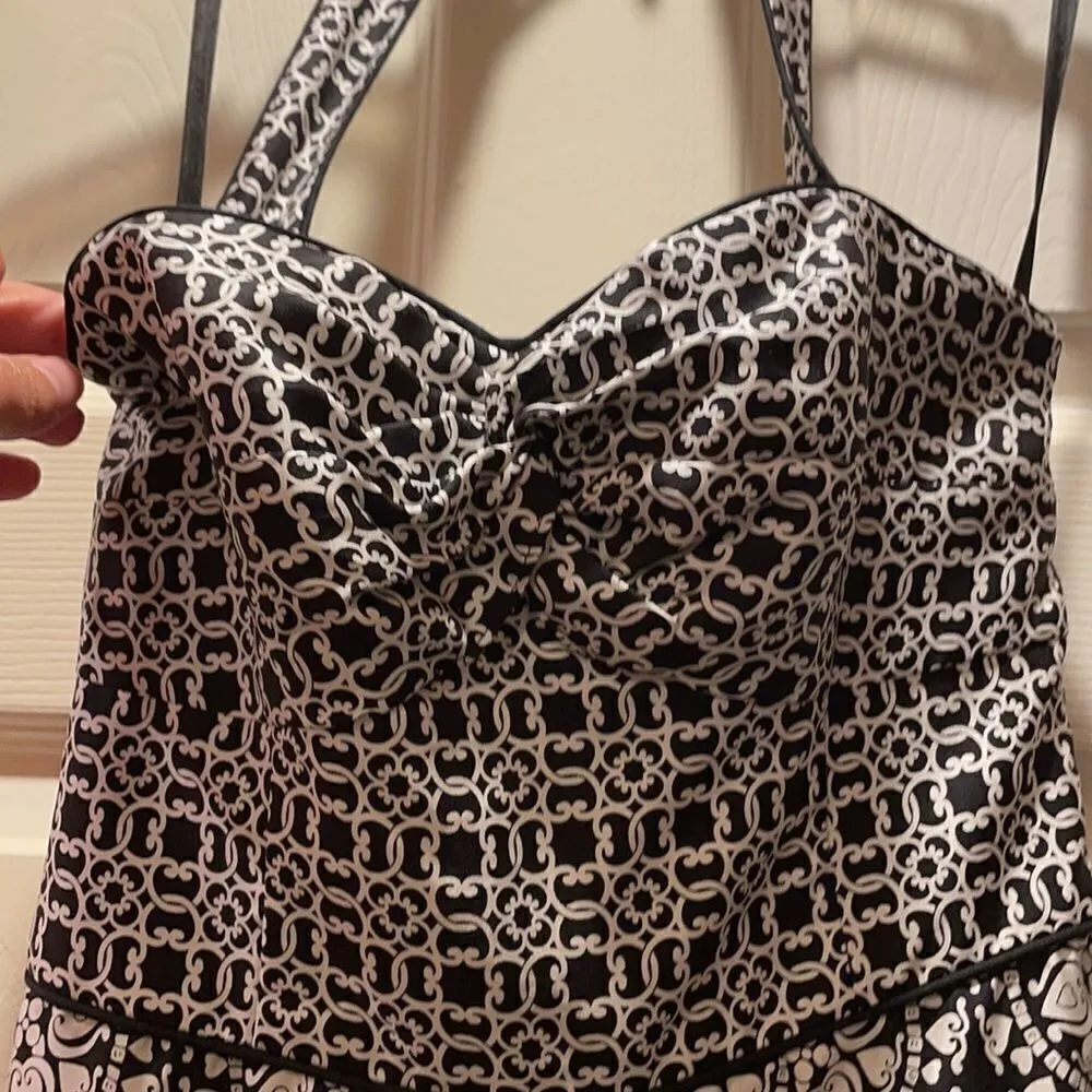 ✨WHBM Black & White Mandala Print Silk Halter dress - Image 3