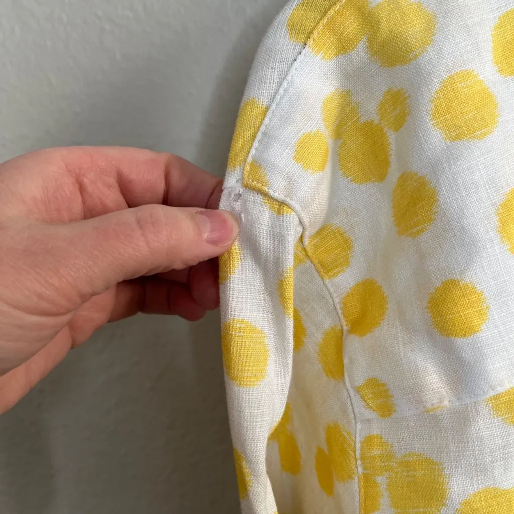 John Mark  Yellow Polka Dot Linen Lagenlook Tunic Top L - Image 6