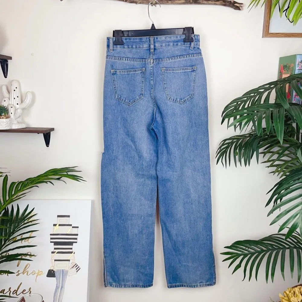 J.ING High Waisted Vintage Blue Ripped Jeans Size M - Image 4