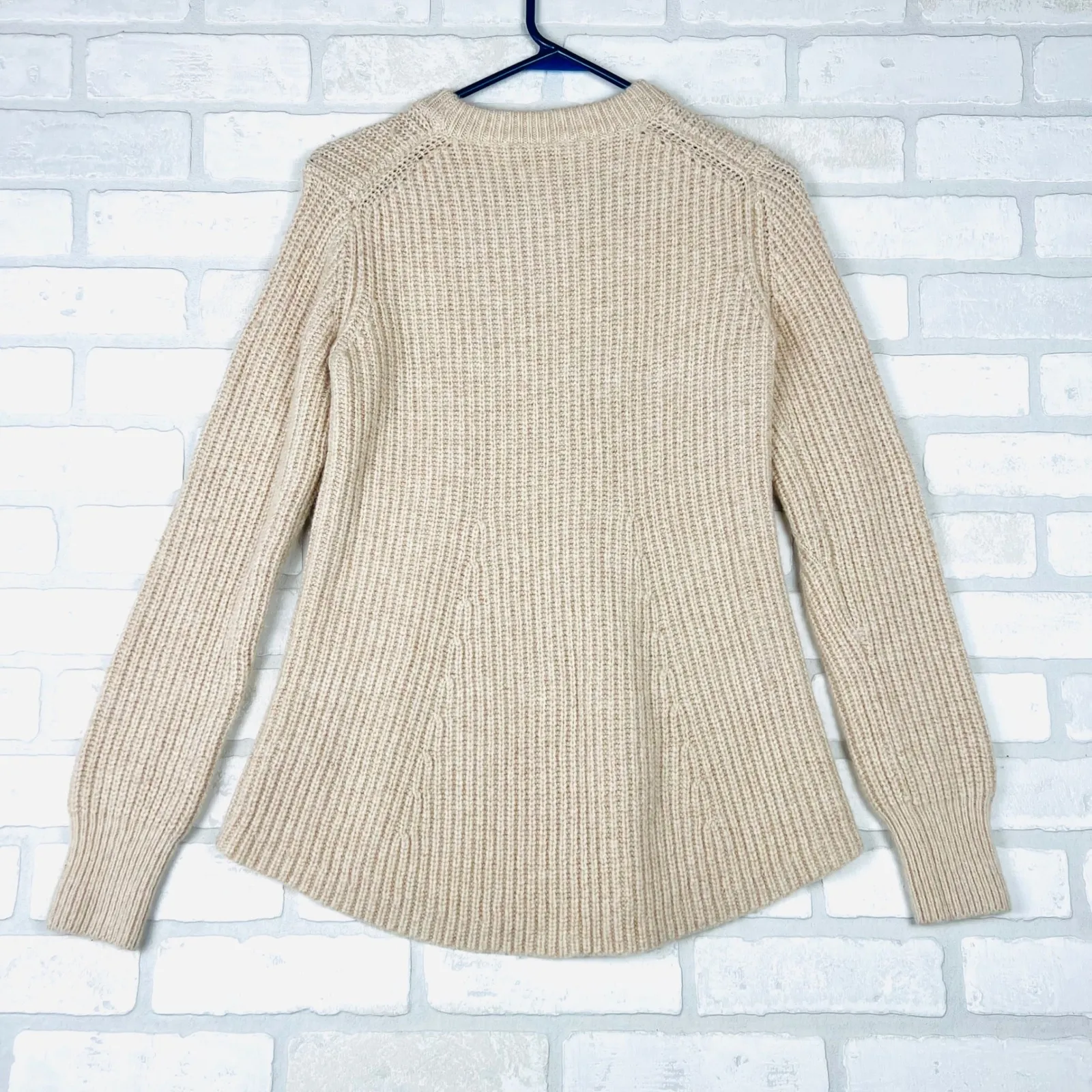 Athleta‎ XS Sweater Wool Blend Ribbed Knit Crew Neck Tunic Top Oatmeal - Image 8
