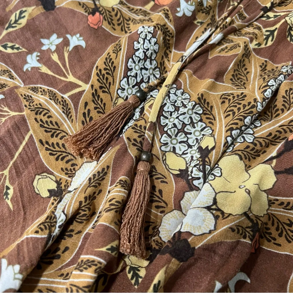 Spell & The Gypsy Bianca Brown Floral print wide leg pants size small - Image 13