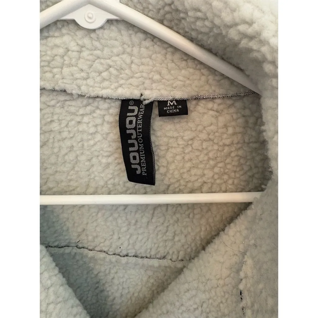 Women's Black Checkered Fleece Lined Jacket M Winter Casual Zip Up‎ - Image 2