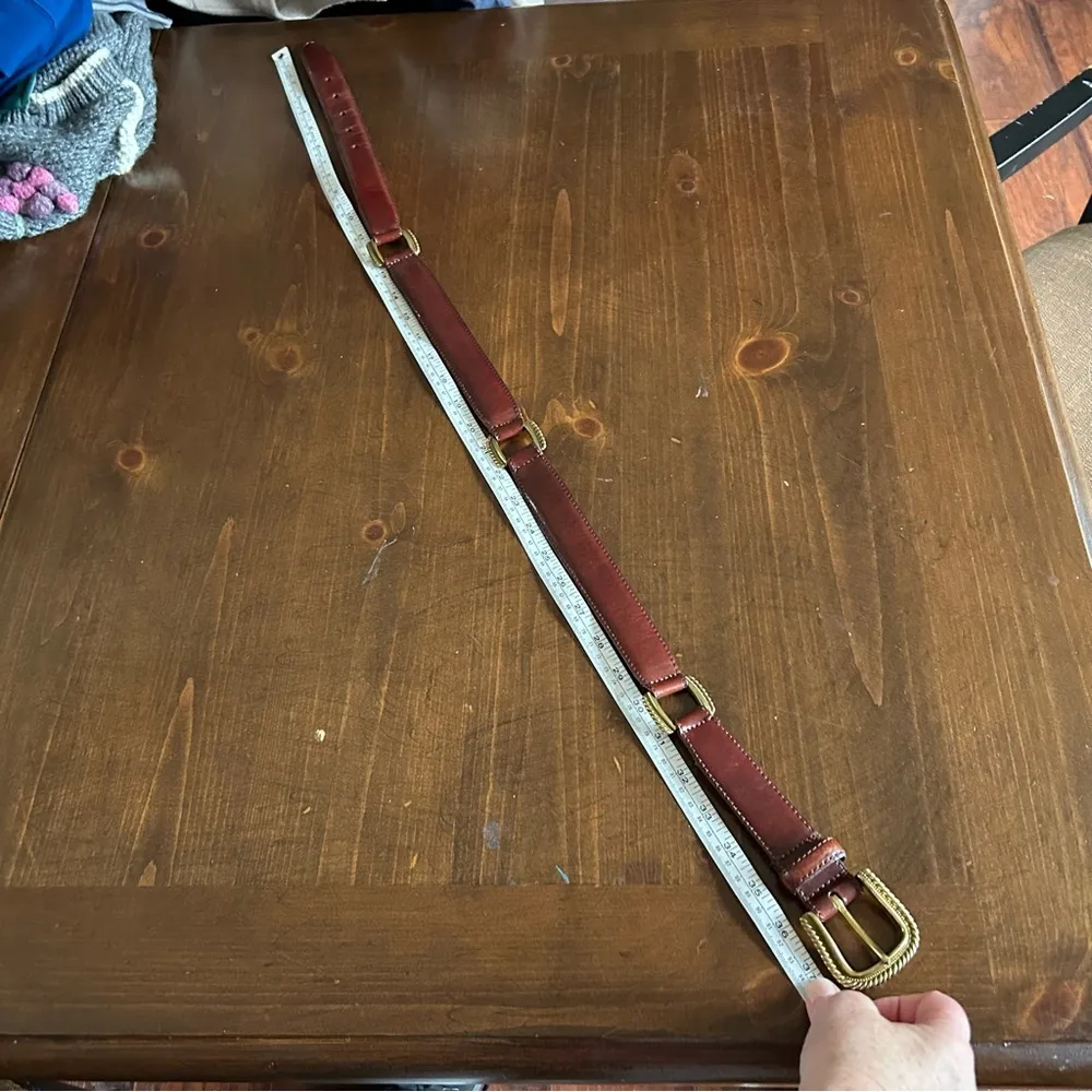 Fossil Gold Metal Brown Leather Belt. Size Medium. - Image 8