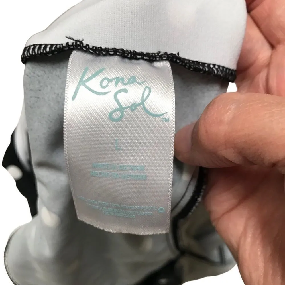 Kona Sol polkadot bow strap surplus V-neck and back one piece swimsuit L - Image 5