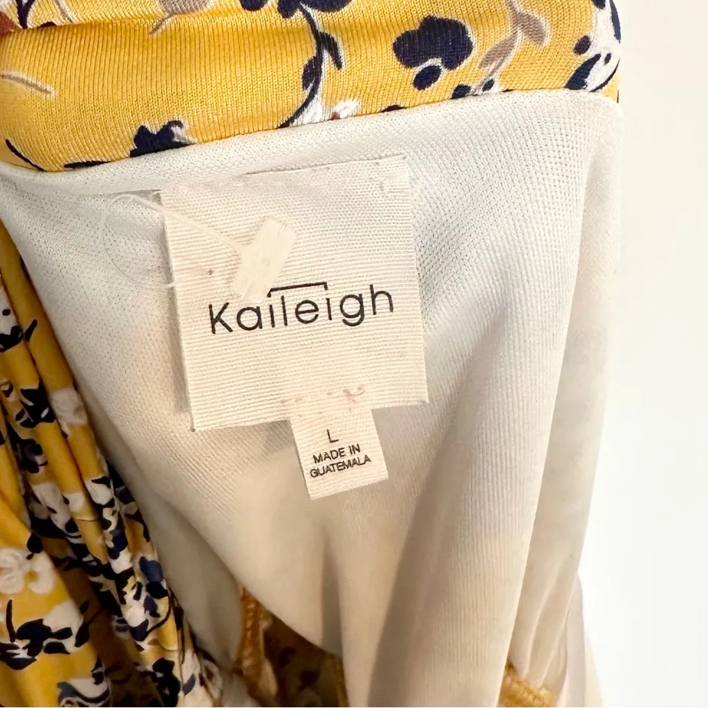 Kaileigh Yellow Floral Tasha Knit Mini Dress - Size: Large - Image 3