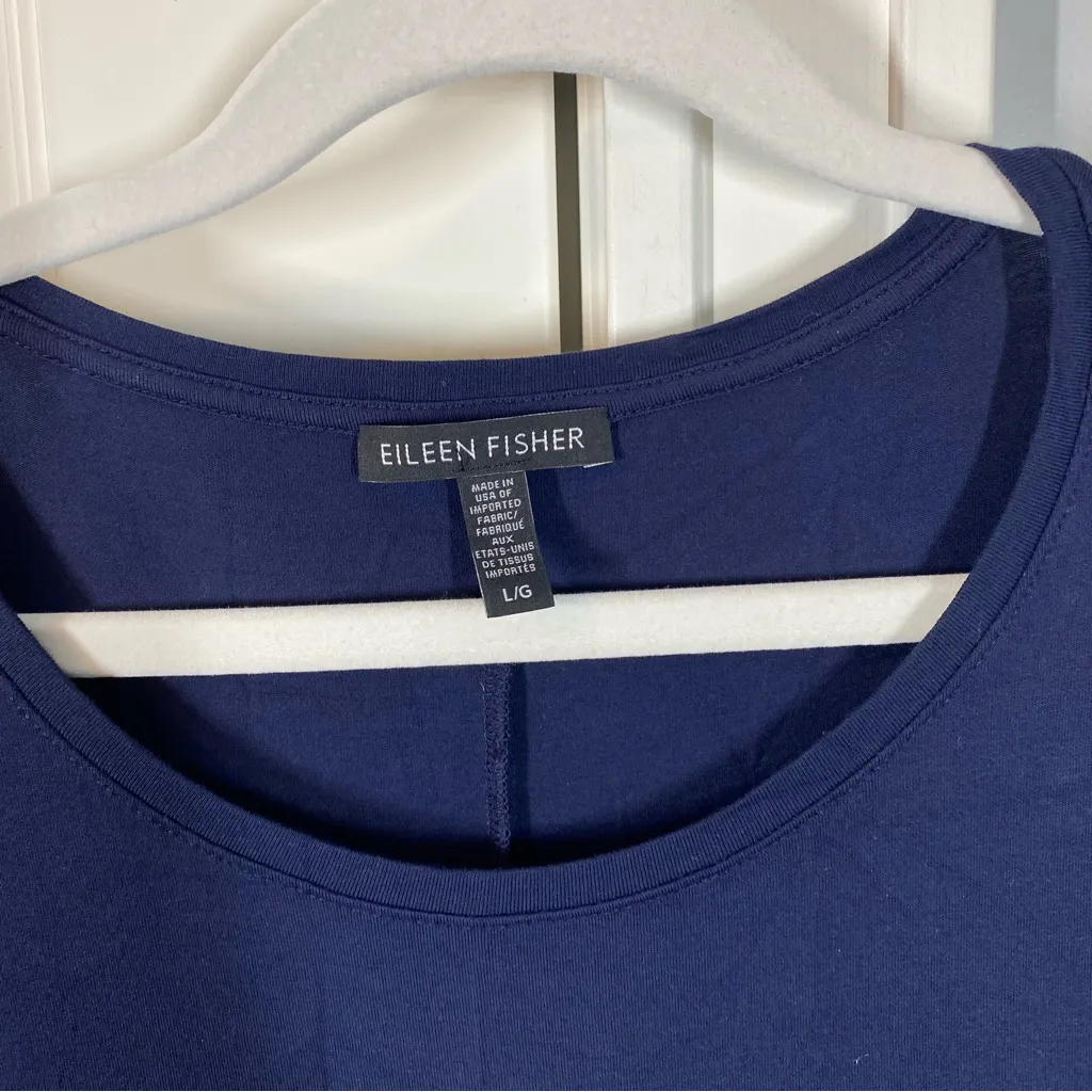 Eileen Fisher Long Sleeve Lightweight Viscose‎ Jersey Dress navy blue Size large - Image 4