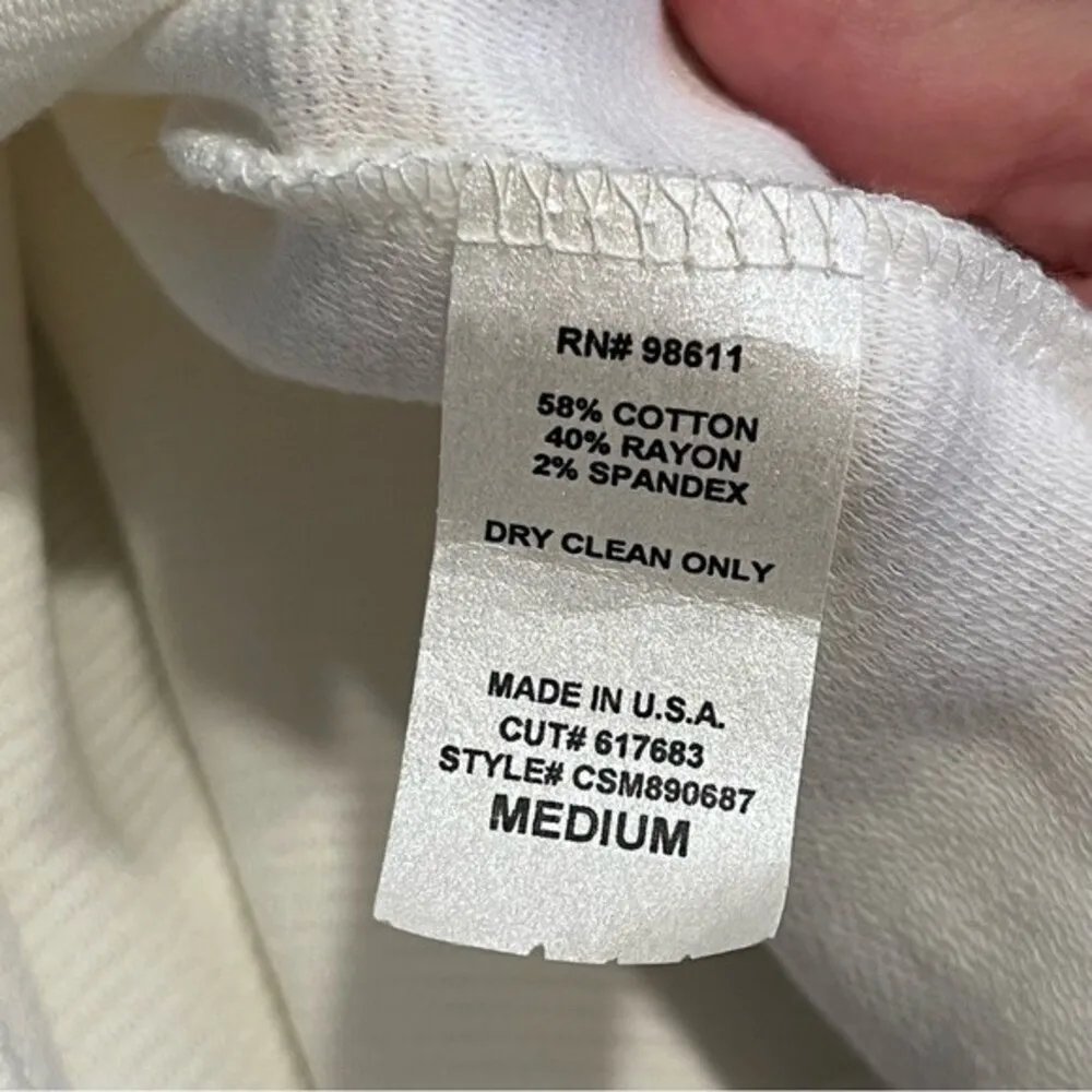 Eight Sixty White Rib Knit Fit & Flare Exposed Zip Front Sleeveless Dress Size M - Image 6