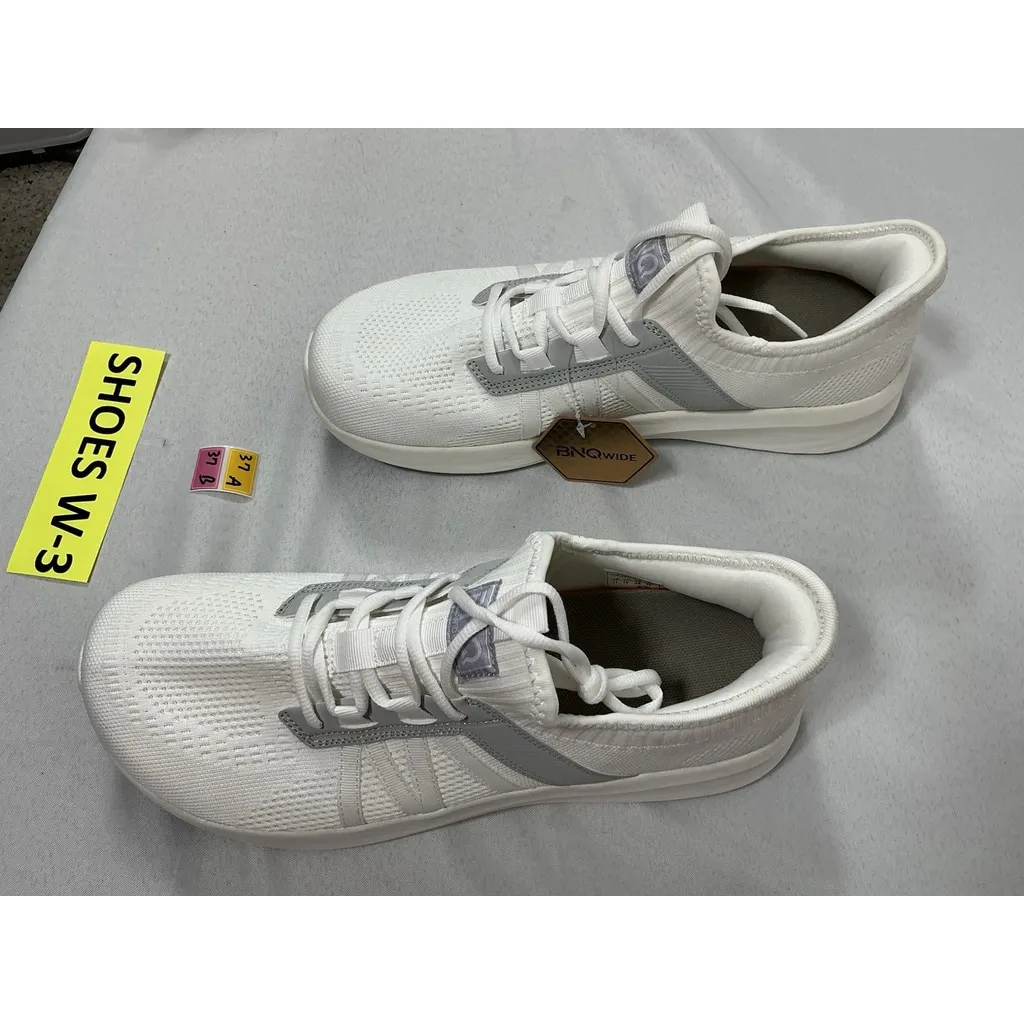 Men’s NWT BNQ Wide Breathable Lace Up Non Slip Sneakers Us 11 White Gray Mesh - Image 3