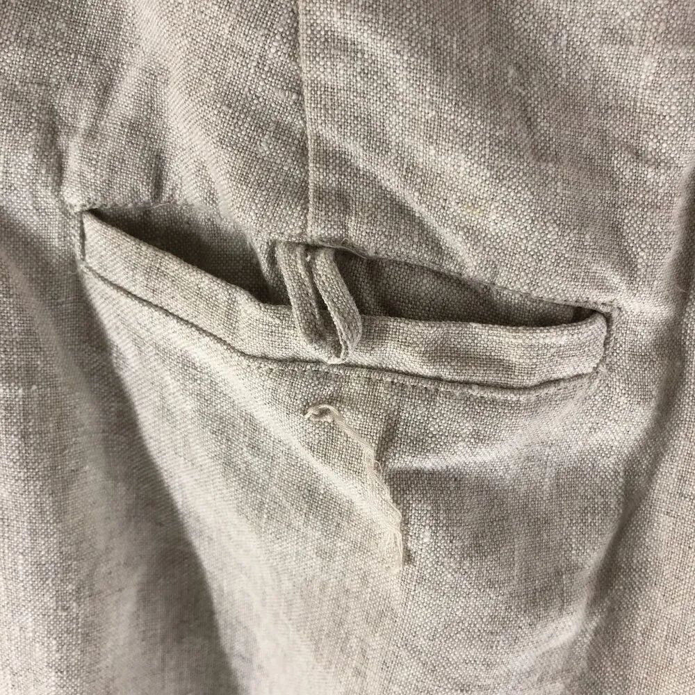 Reformation Womens Linen Pants Pleated Straight Leg Crop Beige 6 - Image 3